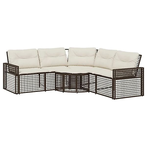vidaXL Gartensofa in L-Form mit Kissen und Fußbank Braun Poly Rattan 365894 günstig online kaufen