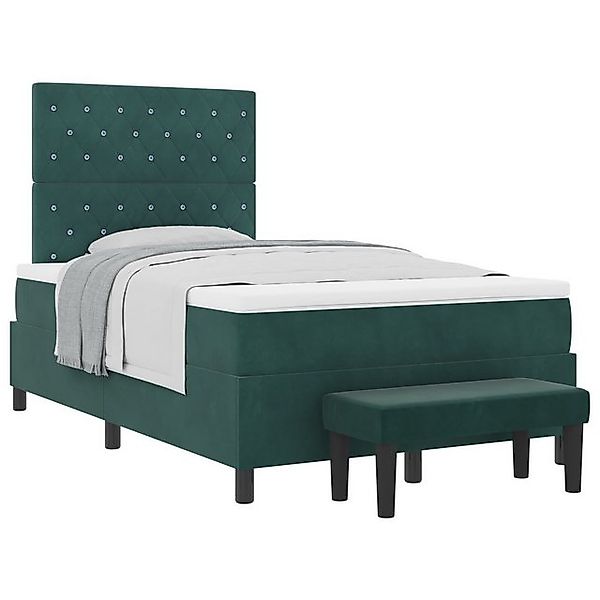 vidaXL Bett Boxspringbett mit Matratze & Bank Dunkelgrün 120x200 cm Samt (2 günstig online kaufen