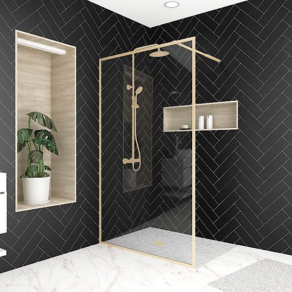 Marwell Walk-in-Dusche Golden Frame, Einscheibensicherheitsglas, mit günstig online kaufen
