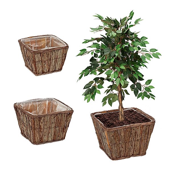 relaxdays Blumentopf Eckiges Blumentopf 3er Set günstig online kaufen