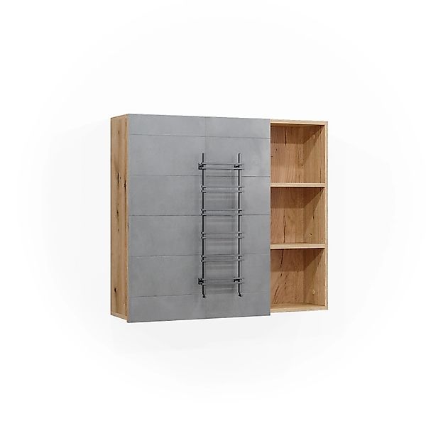 Vicco Badspiegelschrank Rudi Mintgrün/Eiche 90 x 81 cm mit Tür und Offenen günstig online kaufen