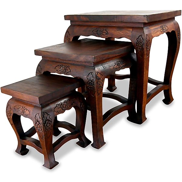 livasia Beistelltisch Couchtisch 3er Set Akazienholz, günstig online kaufen