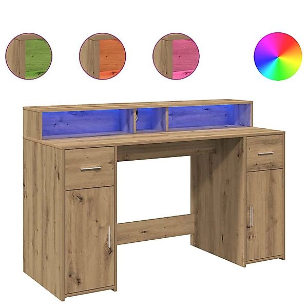 vidaXL LED-Schreibtisch Artisan-Eiche 140x55x91 Holzwerkstoff 3309428 günstig online kaufen