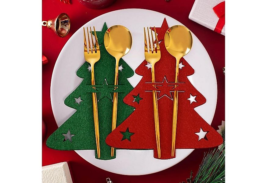 LuxusKollektion Baumbehang Weihnachten Besteckhalter Filz 8 Stück Tischdeko günstig online kaufen