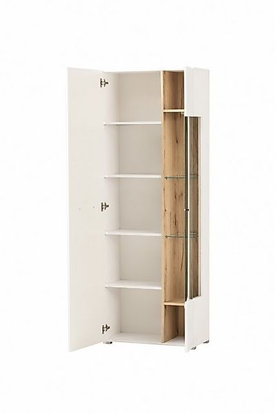 Beauty.Scouts Vitrine "Milano" - in Weiß Matt & Eiche Evoke Dekor, 72 x 200 günstig online kaufen