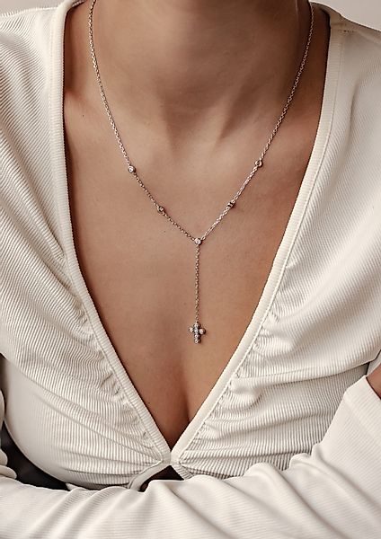 Hey Happiness Kreuzkette Lariat mit Anhänger, Elegante Y Kette aus 925 Silb günstig online kaufen