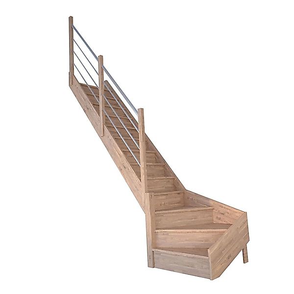StarWood Treppe Rhodos Eiche Gewendelt L Setzstufen Holz-Edelstahl-Geländer günstig online kaufen