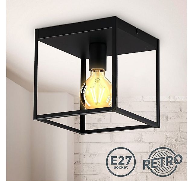 B.K.Licht Deckenleuchte Retro Deckenlampe schwarz matt 1-flammig E27 - BKL1 günstig online kaufen
