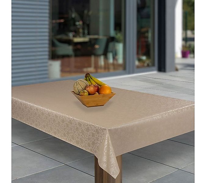 laro Tischdecke Wachstuch-Tischdecken Abwaschbar Beige Umbra geprägt rechte günstig online kaufen