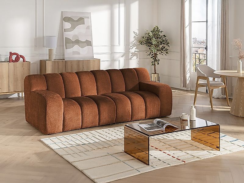 3-Sitzer Sofa - Chenille-Stoff - Terracotta - BELADON günstig online kaufen