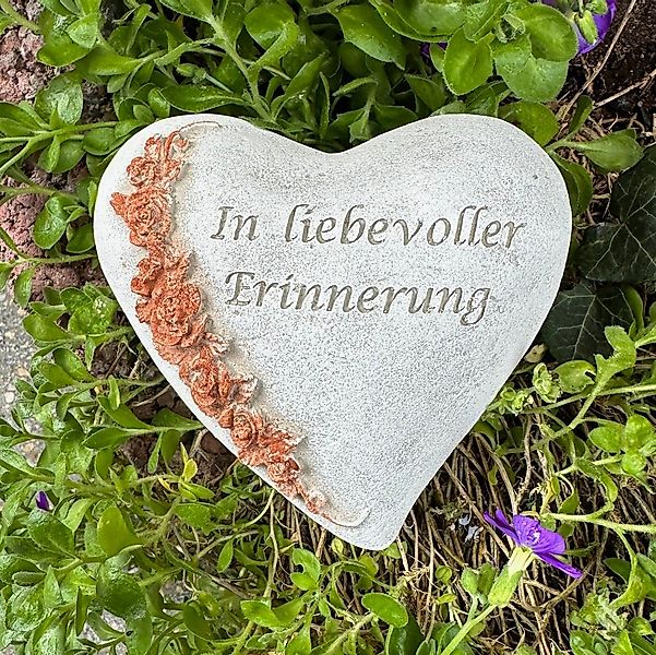 Radami Gartenfigur Kopie von Grabherz asymetrisch Spruch Grabschmuck Grab H günstig online kaufen