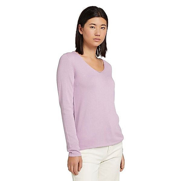 Tom Tailor Basic V-ausschnitt Sweater L Iris Flower günstig online kaufen
