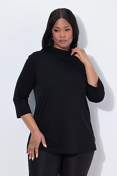 Ulla Popken T-Shirt Shirt A-Linie Stehkragen 3/4-Arm Pima Cotton günstig online kaufen