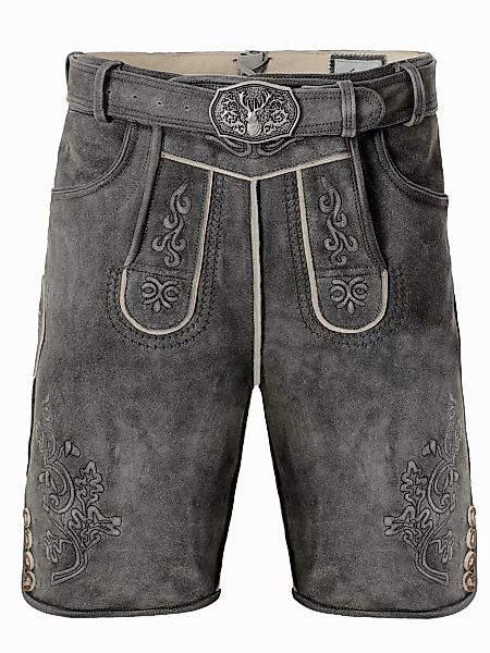 Trachtenlederhose Trachtenlederhose kurz Oswald grau (2-tlg) günstig online kaufen