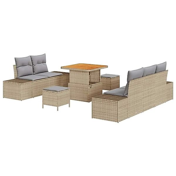 vidaXL Gartensofa-set mit Kissen mit Speicher 8-Tlg Beige Poly-Rattan 33646 günstig online kaufen