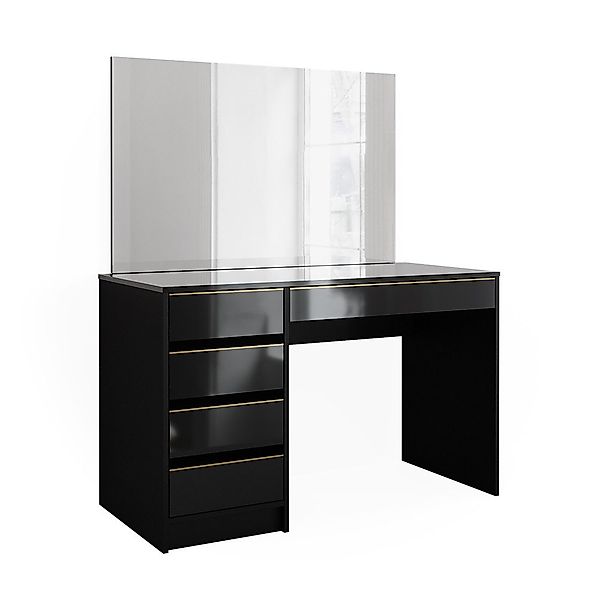 Vicco Schminktisch Sherry, Schwarz/Gold, 120 cm günstig online kaufen