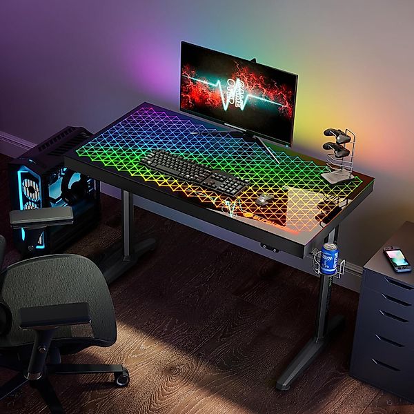 EE EUREKA ERGONOMIC Gamingtisch Höhenverstellbarer Glas günstig online kaufen