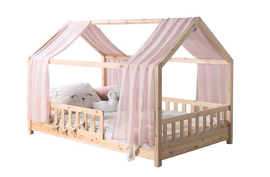 Ticaa Hausbett Kim mit Rausfallschutz aus Kiefer, Kinderbett 140x200, inkl. günstig online kaufen