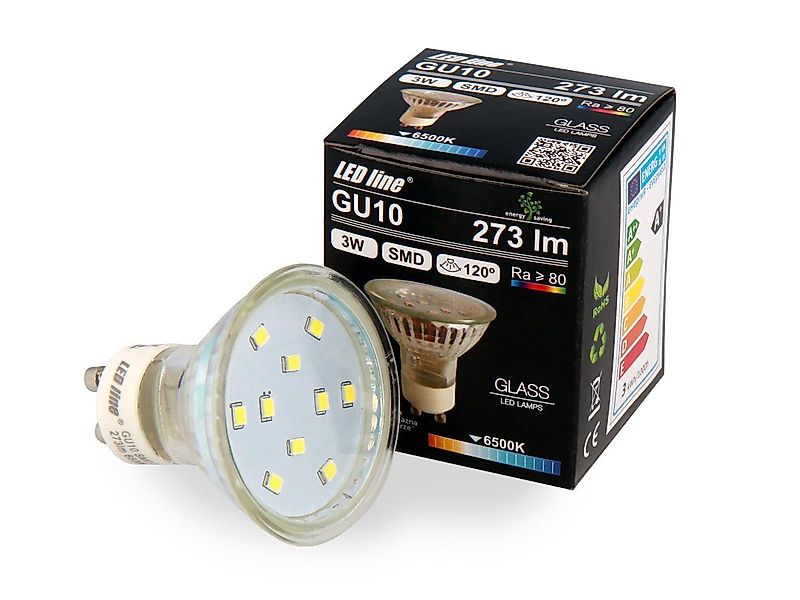 LED-Line LED-Leuchtmittel GU10 3W LED Leuchtmittel Kaltweiß 6500K 273, 3 St günstig online kaufen