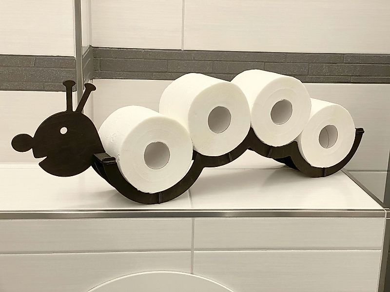DanDiBo Toilettenpapierhalter Holz Schwarz Raupe Klopapierhalter günstig online kaufen