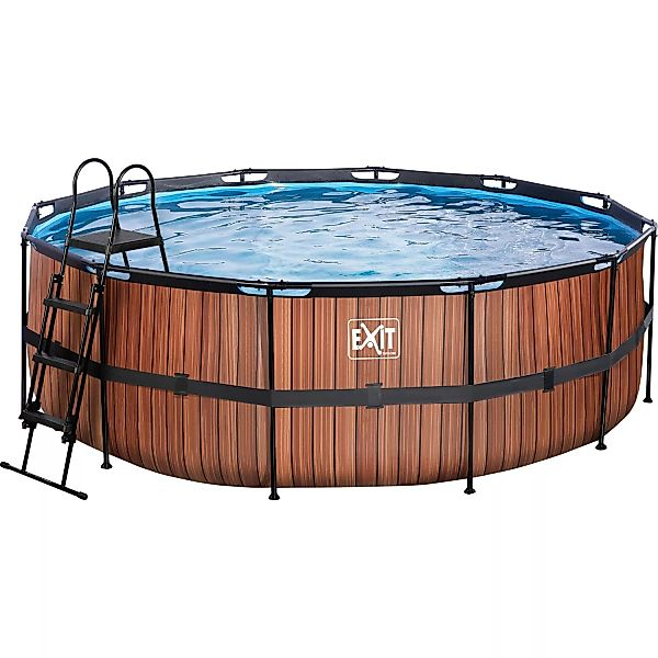 EXIT Wood Pool Braun ø 427 x 122 cm m. Sandfilterpumpe günstig online kaufen