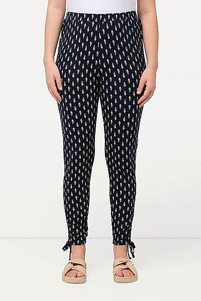 Ulla Popken Lederimitathose Leggings Punkte Raffbänder Biobaumwolle günstig online kaufen