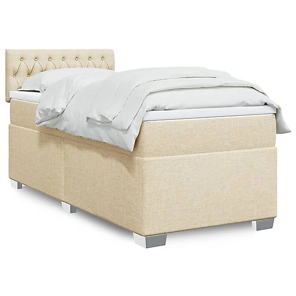 vidaXL Boxspringbett mit Matratze Creme 100x200 cm Stoff 3288111 günstig online kaufen