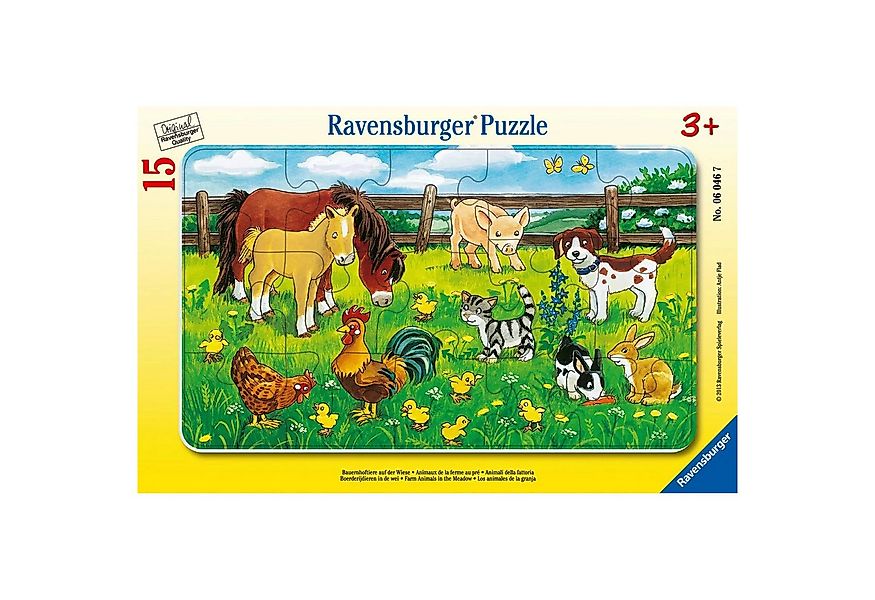 Ravensburger Puzzle Bauernhoftiere auf der Wiese. Rahmenpuzzle 15 Teile, 15 günstig online kaufen