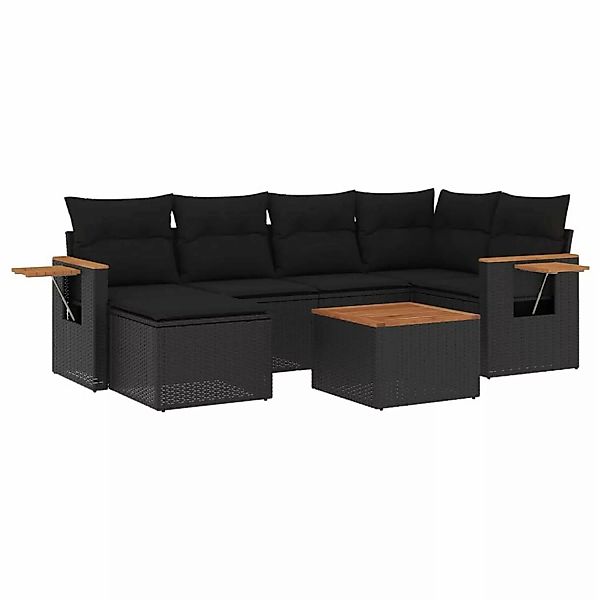 vidaXL 7-tlg Garten-Sofagarnitur mit Kissen Schwarz Poly Rattan Modell 220 günstig online kaufen