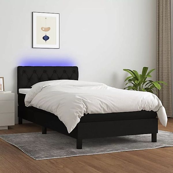 Vidaxl Boxspringbett Mit Matratze & Led Schwarz 80x200 Cm Stoff günstig online kaufen