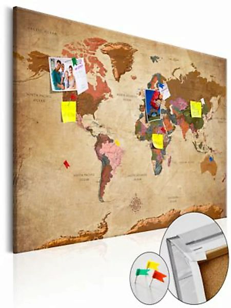 artgeist Pinnwand Bild World Map: Brown Elegance [Cork Map] braun Gr. 90 x günstig online kaufen