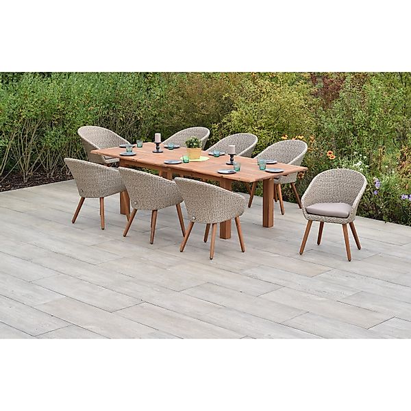 Merxx Aronne Set 9-tlg. 8 Sessel Doppel-Gartentisch Ausziehbar günstig online kaufen