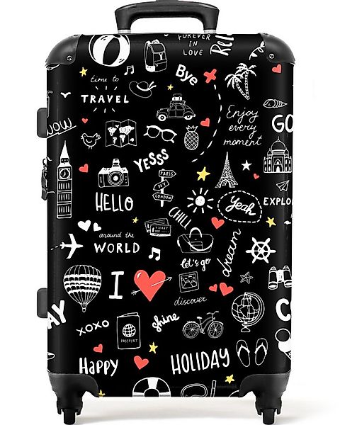 NoBoringSuitcases.com© Hartschalen-Trolley Muster - Gekritzel - Reisen - Ur günstig online kaufen