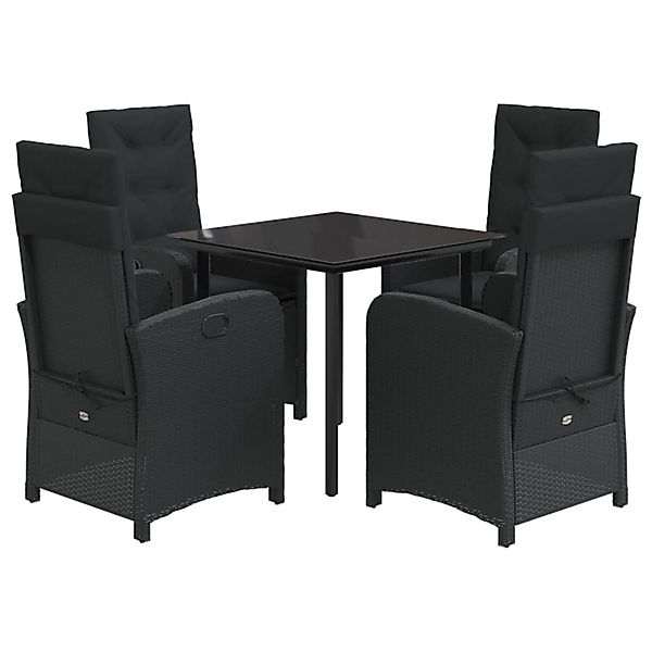 vidaXL 5-Tlg Garten-Essgruppe mit Kissen Schwarz Poly Rattan 3212321 günstig online kaufen