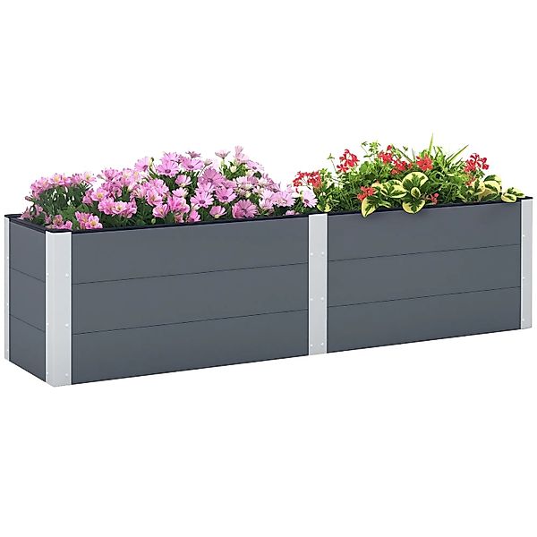 Outsunny Garten-Bett Holzwerkstoff Aluminium Grau 200L x 50B x 56H cm günstig online kaufen