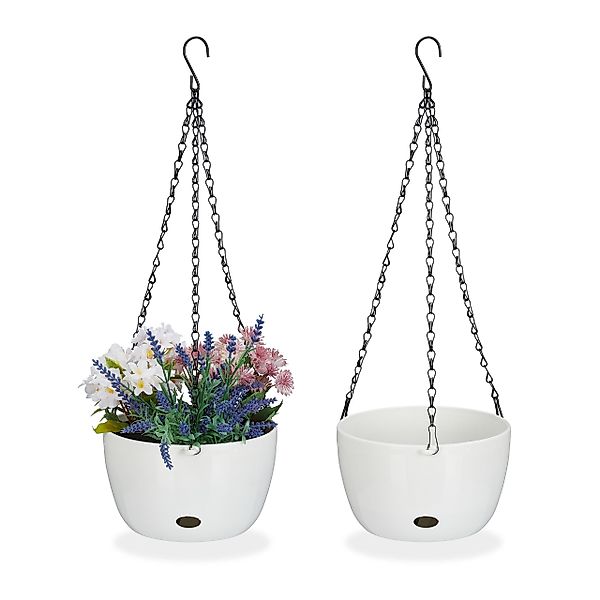 relaxdays Blumenampel 2 Blumenampeln mit Wasserspeicher günstig online kaufen
