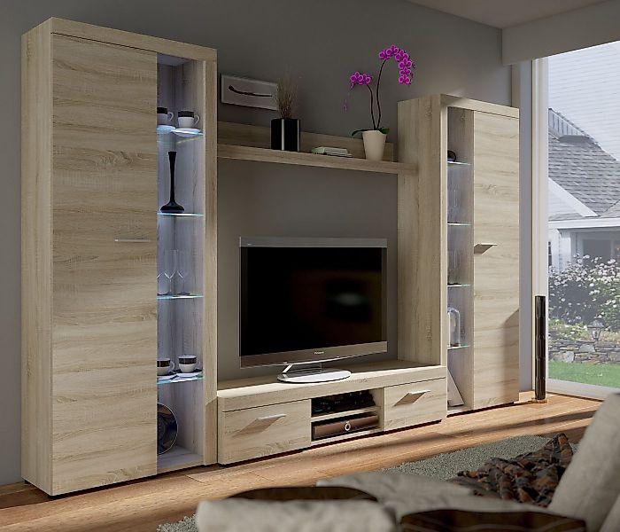 Küchen-Preisbombe Wohnwand Rumba XL Schrankwand Anbauwand Wohnzimmer Sonoma günstig online kaufen