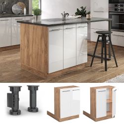 Vicco Unterschrank Fame-Line, Weiß Hochglanz/Goldkraft Eiche, günstig online kaufen