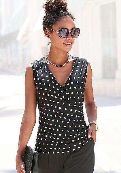 LASCANA Tanktop, in Wickeloptik, Blusentop mit Alloverdruck und seitlicher günstig online kaufen