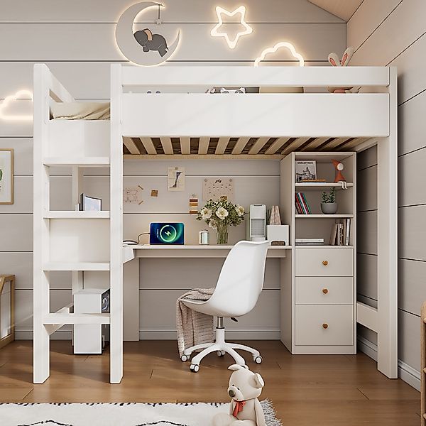 TavilaEcon Hochbett Kinderbett mit L-förmigem Schreibtisch, günstig online kaufen