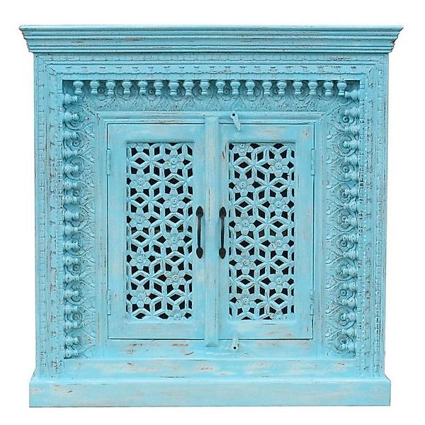 Oriental Galerie Unterschrank Blau Türkis Sideboard Rena Indien 100 cm Komm günstig online kaufen
