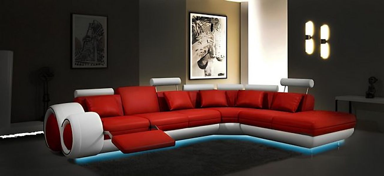 JVmoebel Ecksofa LEDERSOFA mit USB LEDERCOUCH GARNITUR SOFA COUCH WOHNLANDS günstig online kaufen
