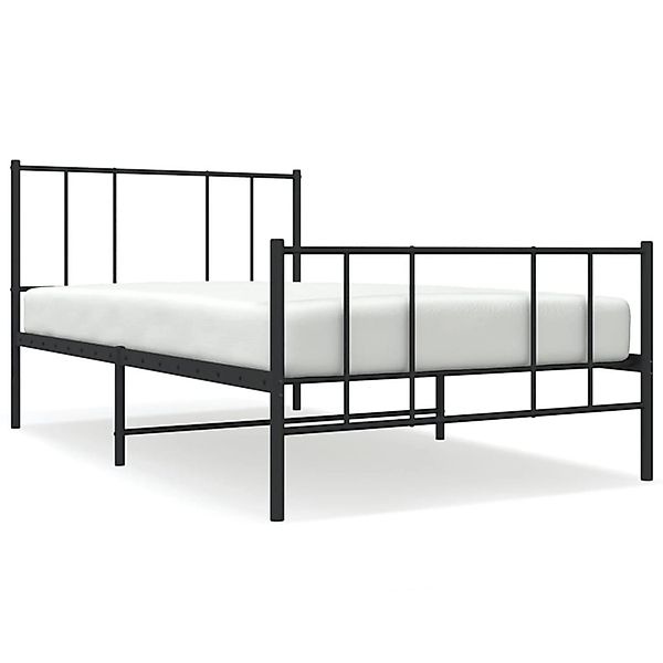 vidaXL Bettgestell mit Kopf- und Fußteil Metall Schwarz 75x190 cm 352488 günstig online kaufen