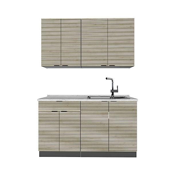 Vicco Fame-Line Singleküche Eiche Paneel/Anthrazit 140 cm AP Marmor günstig online kaufen