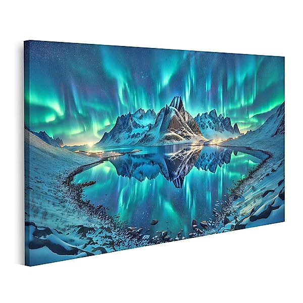 islandburner Leinwandbild Polarlichter über Nachtlandschaft atemberaubend günstig online kaufen
