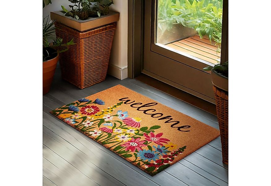 BRUBAKER Fußmatte Blumen und Pflanzen - 45 x 75 cm Schmutzfangmatte - Kokos günstig online kaufen