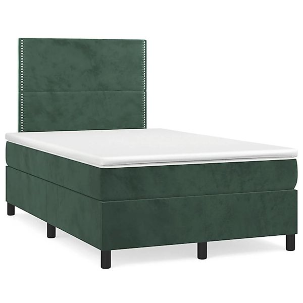 vidaXL Boxspringbett mit Matratze Dunkelgrün 120x200 cm Samt1350304 günstig online kaufen