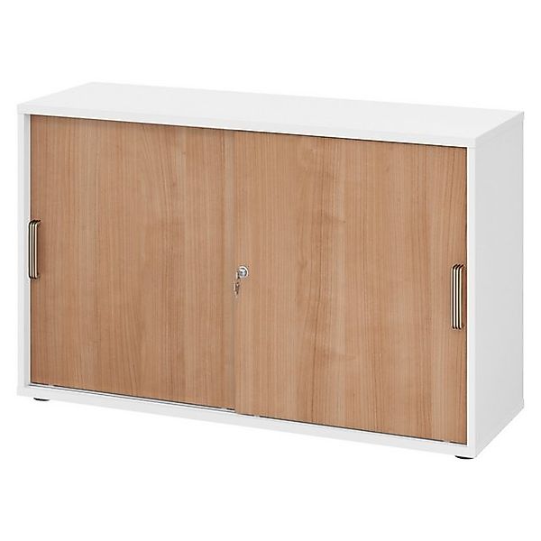 bümö Aktenschrank office Schiebetürenschrank Dekor: Weiß/Nussbaum - Griffe: günstig online kaufen