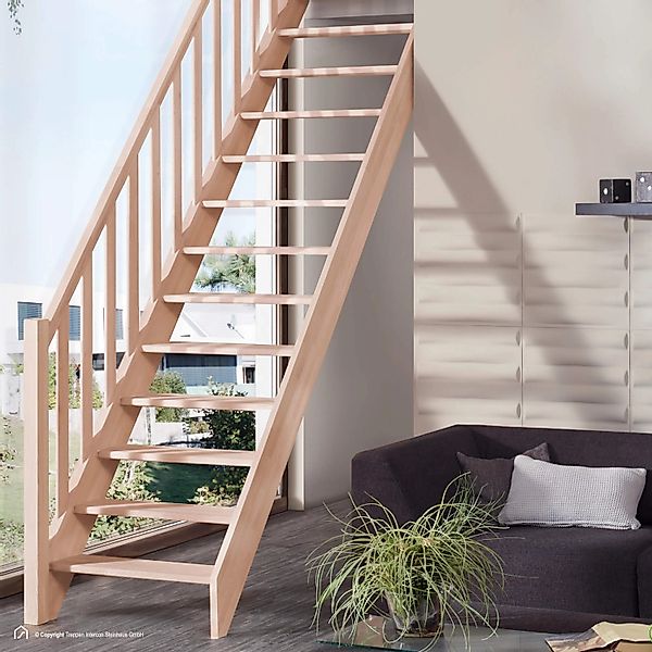 Treppen Intercon Holztreppe Casablanca Raumspartreppe Buche Massiv Naturbel günstig online kaufen