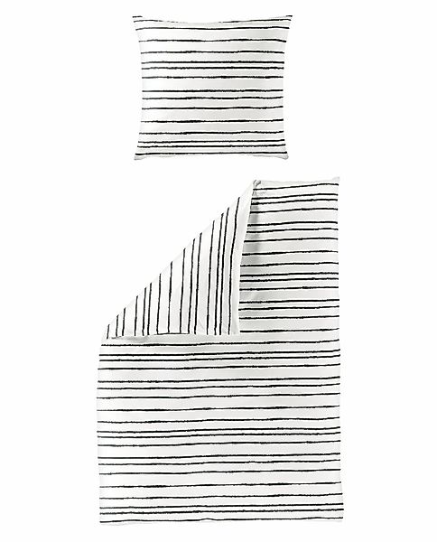 BIERBAUM Bettwäsche 135x200cm Streifen Schwarz Offwhite, günstig online kaufen